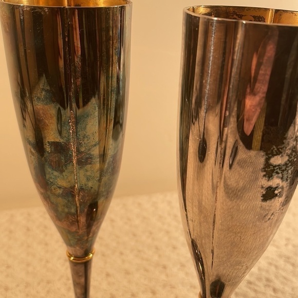 LENOX Kirk Stieff Collection Silver Plated Scolloped Flute Goblets From Portugal - Picture 2 of 7